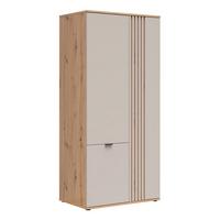 SCHRANK 3 Türen Ezra Kaschmir und Holz - Beige, Holzwerkstoff (90.5/195.5/56cm) - Petits-meubles