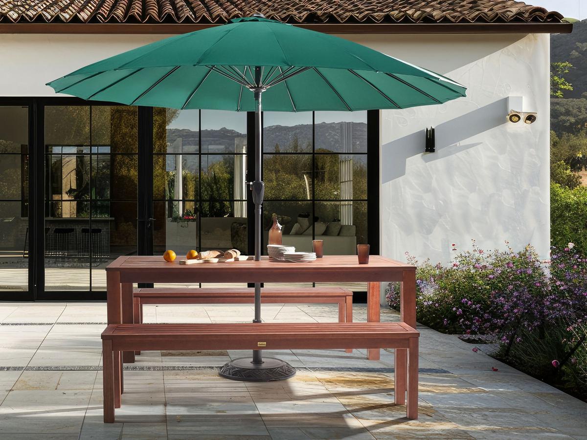 GARTENTISCH Eukalyptusholz dunkel braun 180x100 cm Tuscania - Dunkelbraun, Holz (100/180/73cm) - Beliani