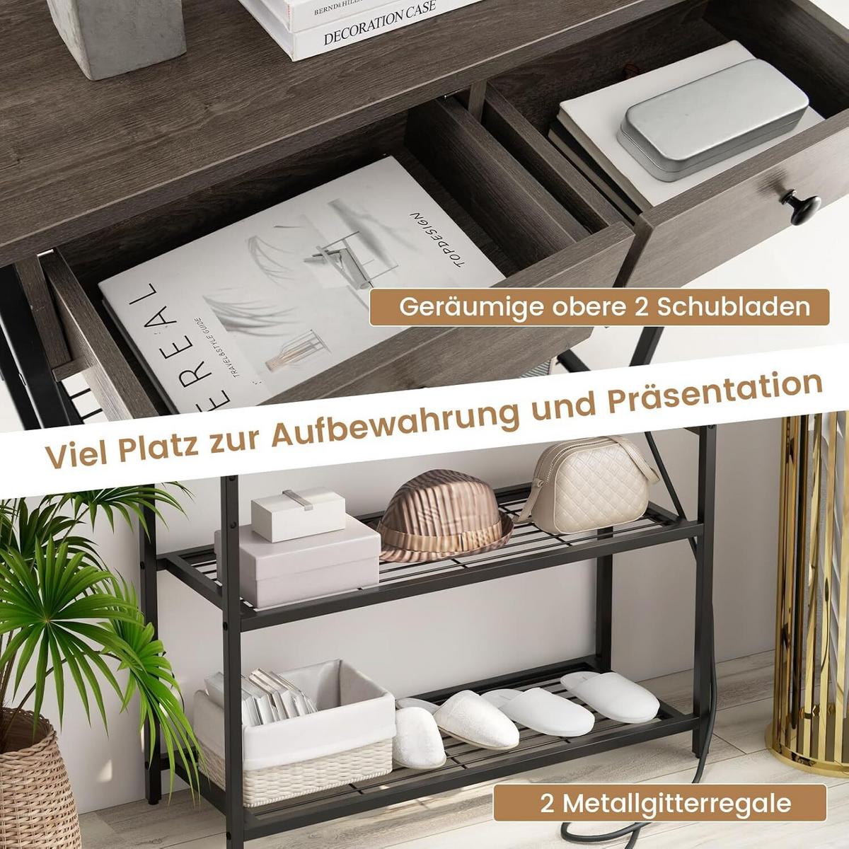 KONSOLENTISCH 81cm Grau - Grau, Holz (30/81/81cm) - COSTWAY