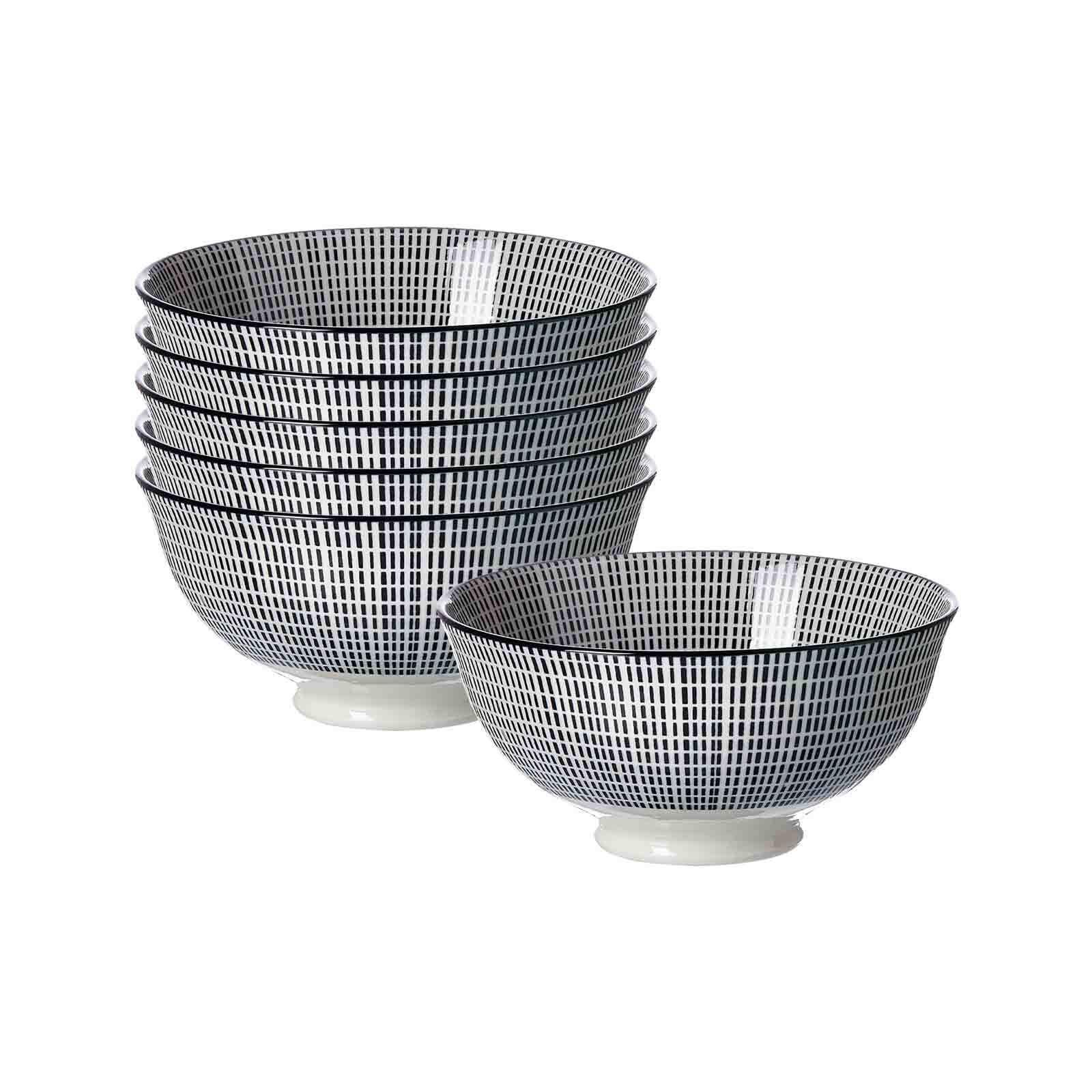 SERVIERSCHALEN Takeo Stripes schwarz-weiß ø 12 cm 6er Set - Schwarz/Weiß, Keramik (12/6/12cm) - Ritzenhoff Breker