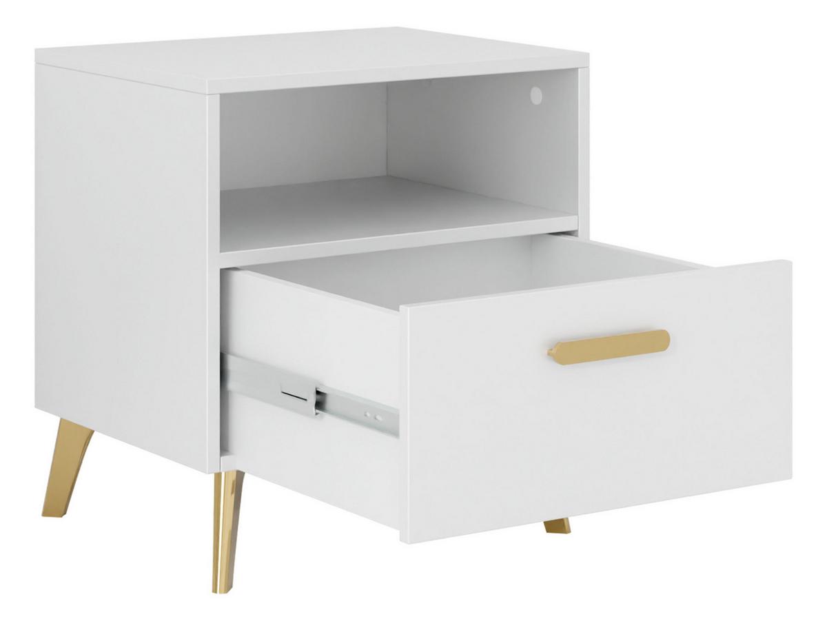 NACHTTISCH Picru 1SZ - Goldfarben/Weiß, Holzwerkstoff/Kunststoff (40/47/38cm) - MIRJAN24