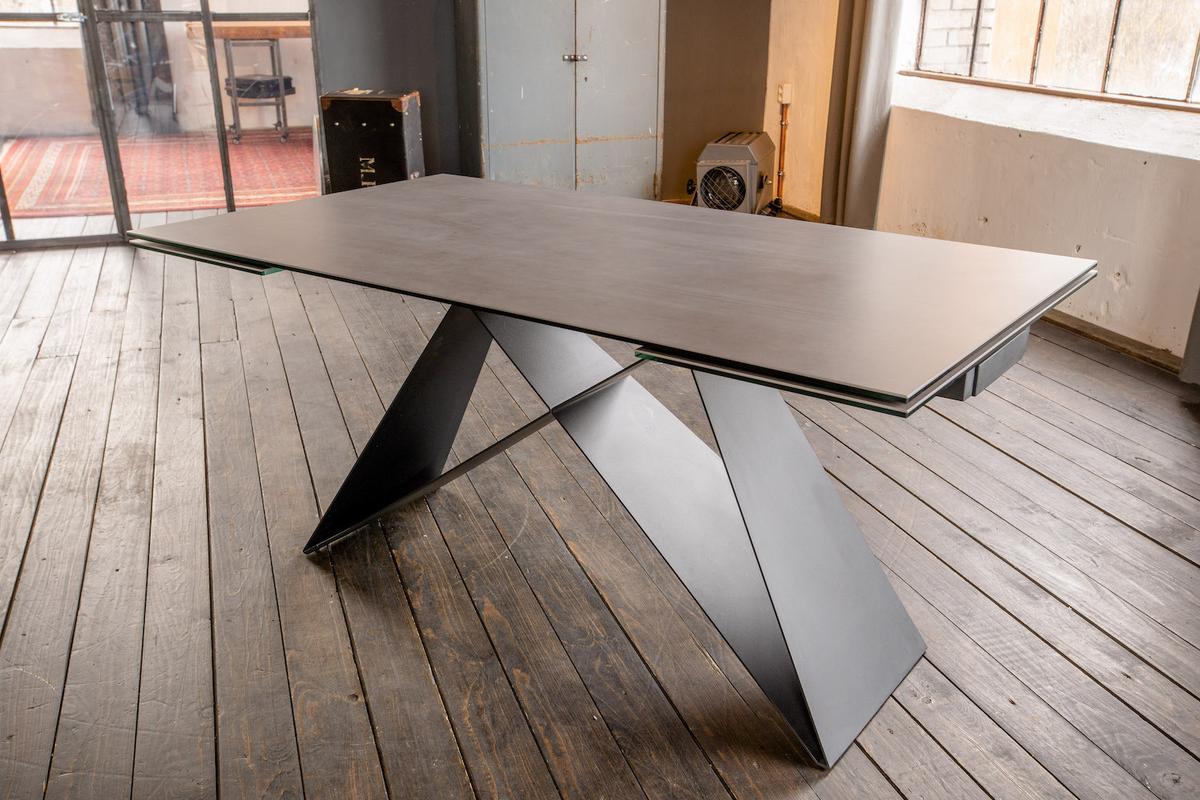 AUSZIEHTISCH BENNO Schwarz Glas, Metall - Schwarz, Glas (90/160/76cm) - KAWOLA