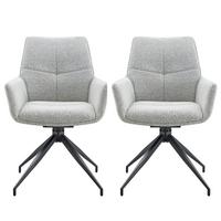 ESSZIMMERSTÜHLE 2er Set 360° Drehbar Stoff Hellgrau & Metallbeine Schwarz - Hellgrau, Textil (48/85/50cm) - Urban Meuble