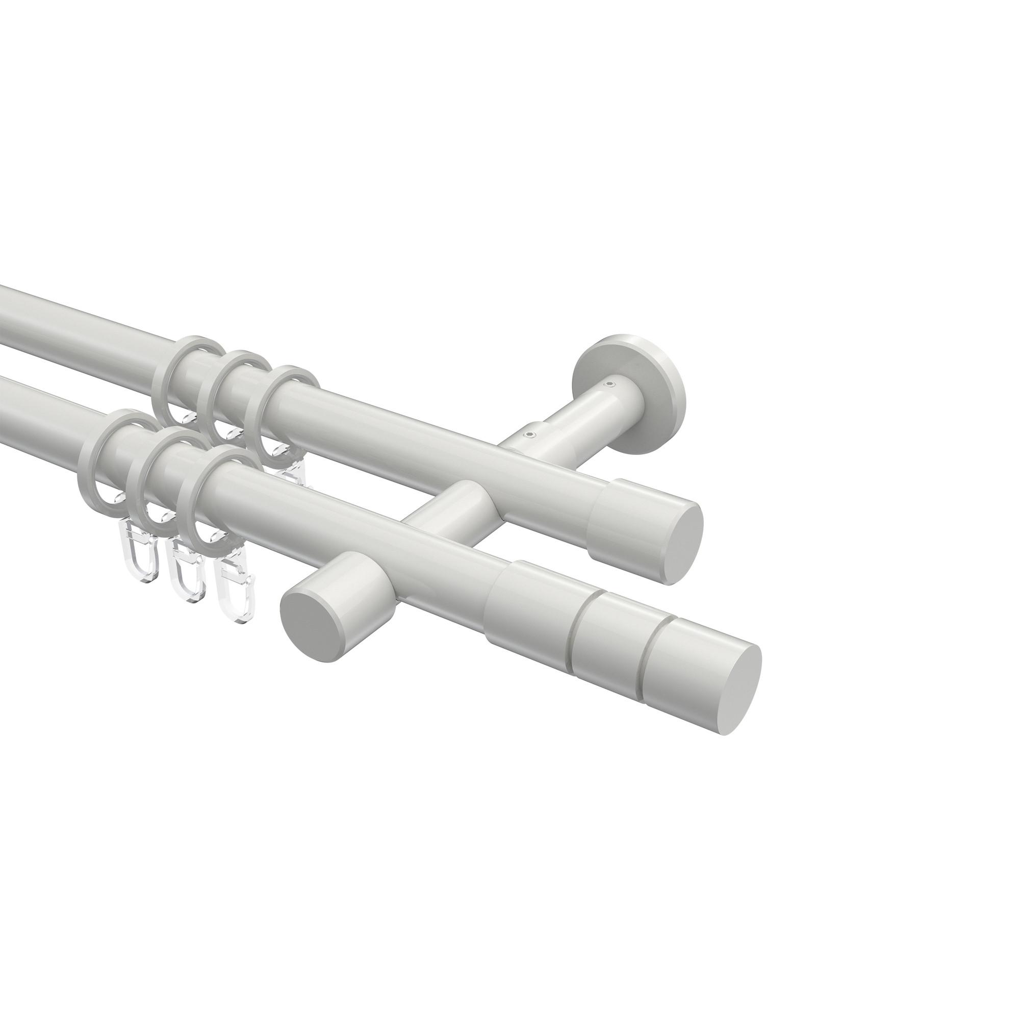 GARDINENSTANGE Prestige Elanto 520 cm (geteilt in 4 x 130 cm), 2-läufig, 20 mm Ø Weiß - Weiß, Metall (520cm) - INTERDECO