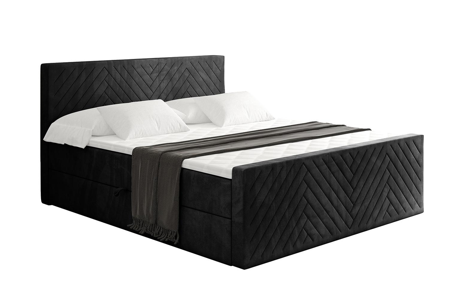 BOXBETT mit Matratze H4 und Lattenrost - VEXA-Z - 200x200 - Schwarz Casablanca - Schwarz, Holzwerkstoff (200/200cm) - ALTDECOR