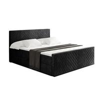 BOXBETT mit Matratze H4 und Lattenrost - VEXA-Z - 200x200 - Schwarz Casablanca - Schwarz, Holzwerkstoff (200/200cm) - ALTDECOR