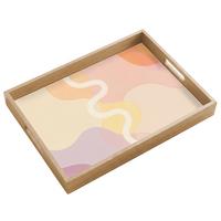 TABLETT Gewellte Formen - Abstrakt - Pastell 50x35 cm - Beige, Holz (50/5/5cm) - OnlyWow