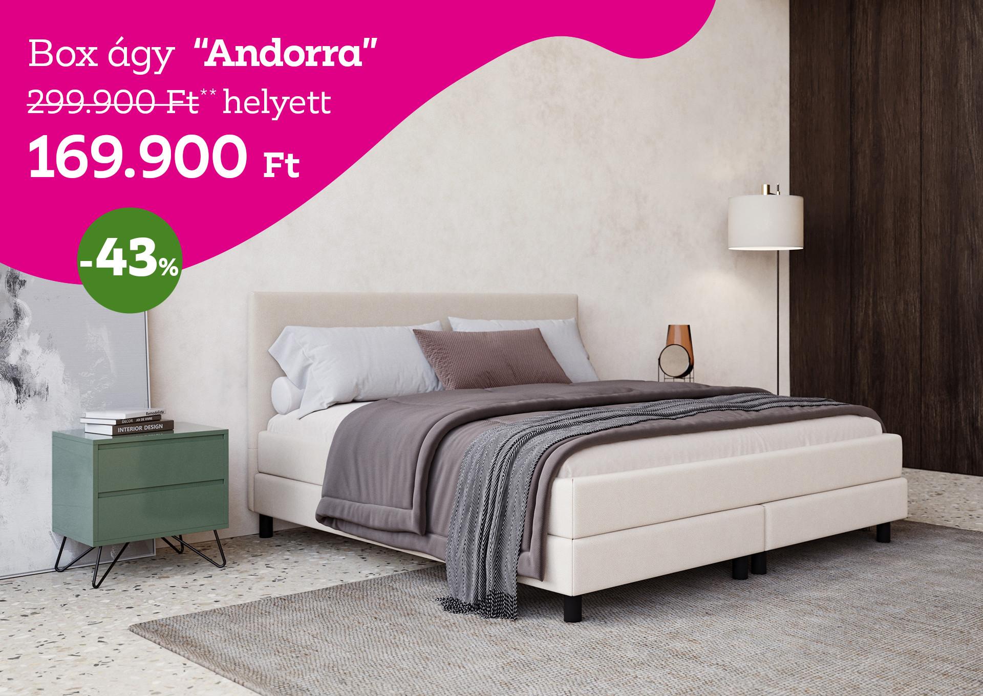 box ágy  ANDORRA 299900 Forint helyett 169900 Forint, kedvezmény mértéke 43%