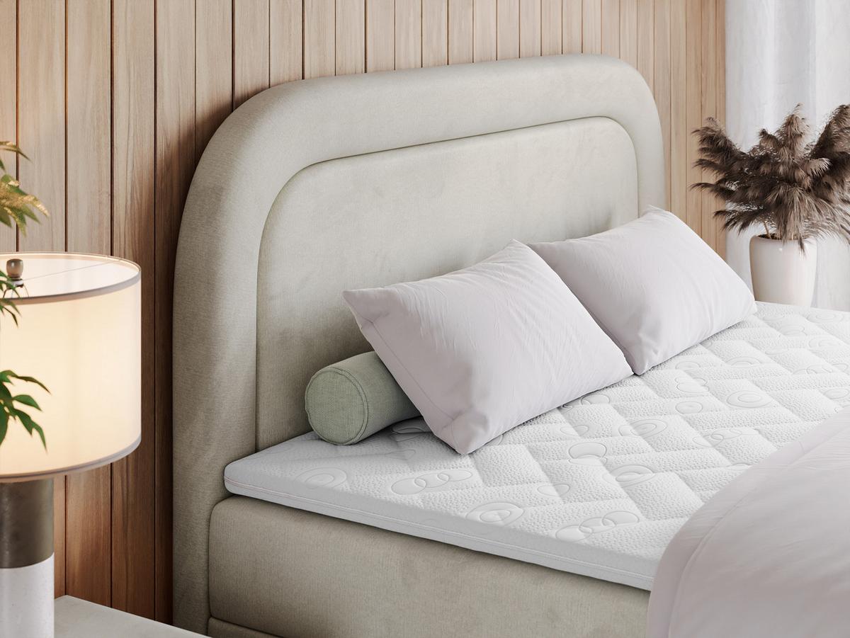 BOXBETT EIRA 180/200 Beige Velvet - H4 - Beige/Silberfarben, Holz/Textil (180/200cm) - MKS