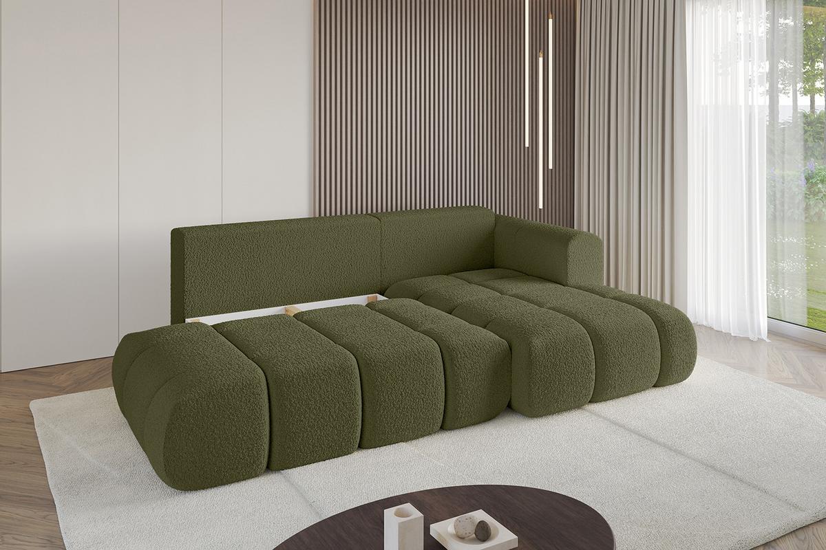 ECKSOFA Ottomane Rechts CLOUD-L 280x185x90 Grün Bouclé - Grün, Holzwerkstoff/Kunststoff (185/280cm) - ALTDECOR