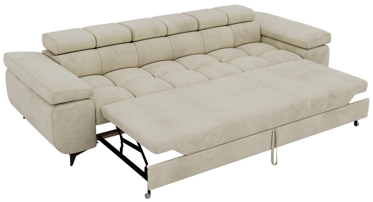 3-SITZER SOFA NIDELLO - Beige Velvet - Beige/Schwarz, Textil/Metall (260/70/97cm) - MKS