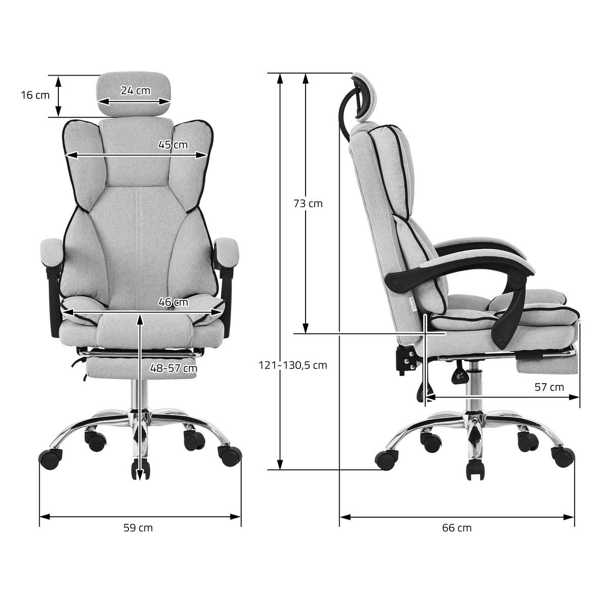 BÜROSTUHL Hellgrau - Silberfarben/Hellgrau, Kunststoff/Metall (66/130.5/59cm) - ML-DESIGN