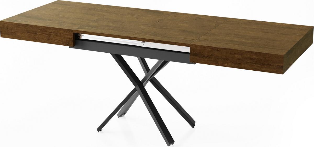 COUCHTISCH Cavetta X höhenverstellbar ausziehbar, Lefkas Eiche 120-200/80/27-76 cm - Alteiche/Schwarz, Holzwerkstoff/Metall (80/200/76cm) - WFL GROUP