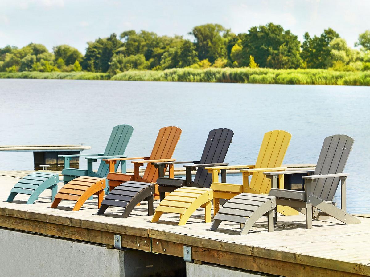 FUSSHOCKER Kunstholz heller Holzfarbton Adirondack - Hellbraun, Kunststoff (50/34/43cm) - Beliani