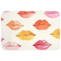 BADEMATTE Lippen - Bunt - Glänzend 90x60 cm - Rosa, Textil (90/60cm) - OnlyWow