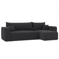 ECKSOFA Dunkelgrau Cord-Stoff mit Bettkasten - Dunkelgrau, Textil (248/145cm) - Idohome