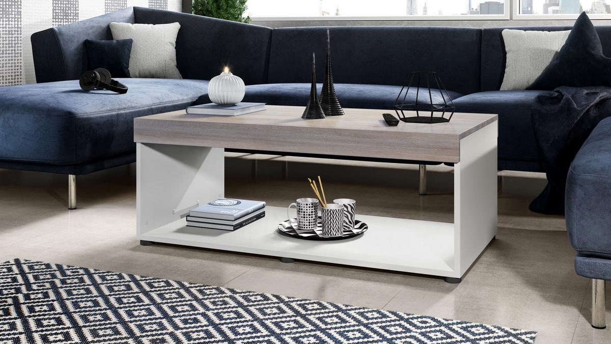 COUCHTISCH Pure Tischplatte und Blenden in Eiche Nordic - Silbereichenfarben, Holzwerkstoff (58/104/40.5cm) - Vladon