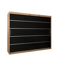SCHWEBETÜRENSCHRANK 200/250/62 3-türig - Silberfarben/Schwarz, Holz/Kunststoff (250/200/62cm) - MÖBEL KRYSPOL