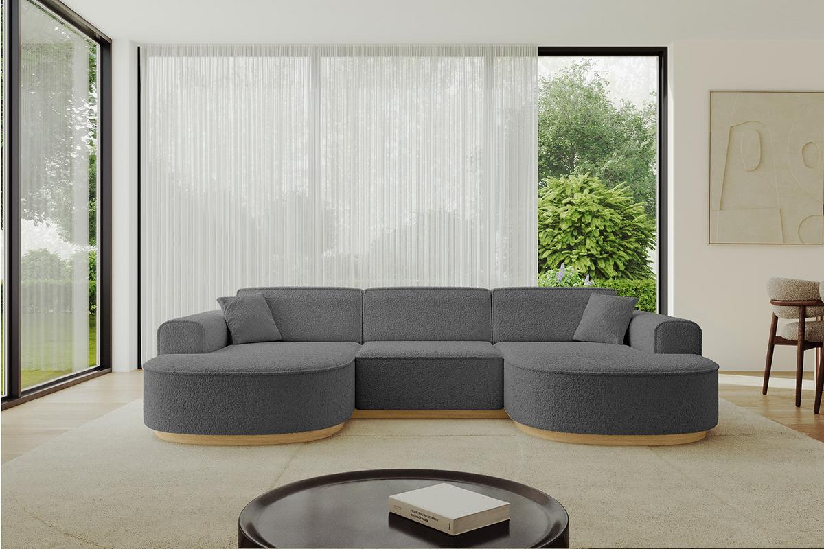 WOHNLANDSCHAFT MARI-U1-v2 - 303x171x83 cm Grau Bouclé - Grau, Holzwerkstoff/Textil (303/83/171cm) - ALTDECOR