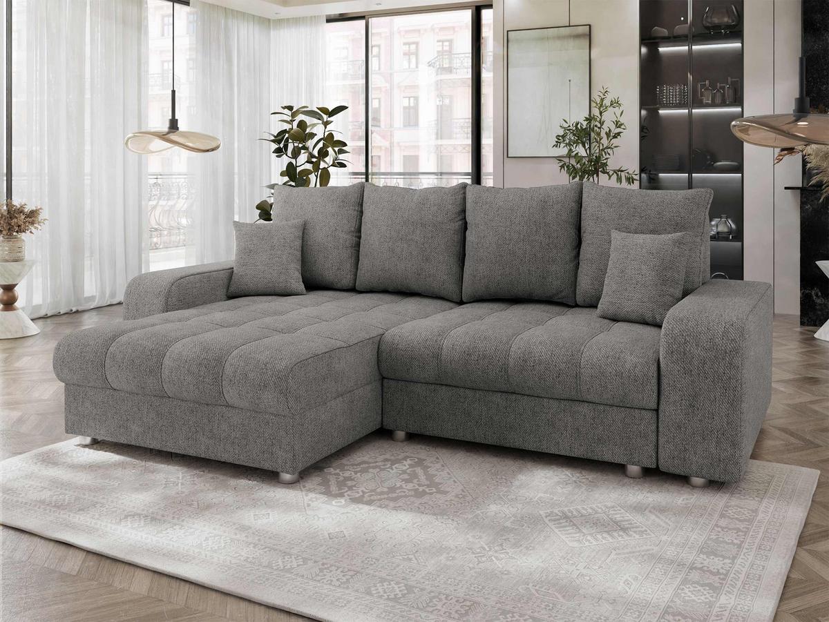 ECKSOFA Kronos - Dunkelgrau/Silberfarben, Holz/Textil (250/166cm) - MIRJAN24