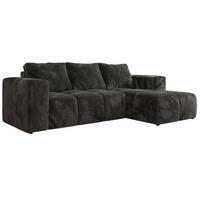 ECKSOFA MONIVA Dunkelgrau Plüsch - Rechts - Dunkelgrau/Schwarz, Kunststoff/Textil (266/164cm) - MKS