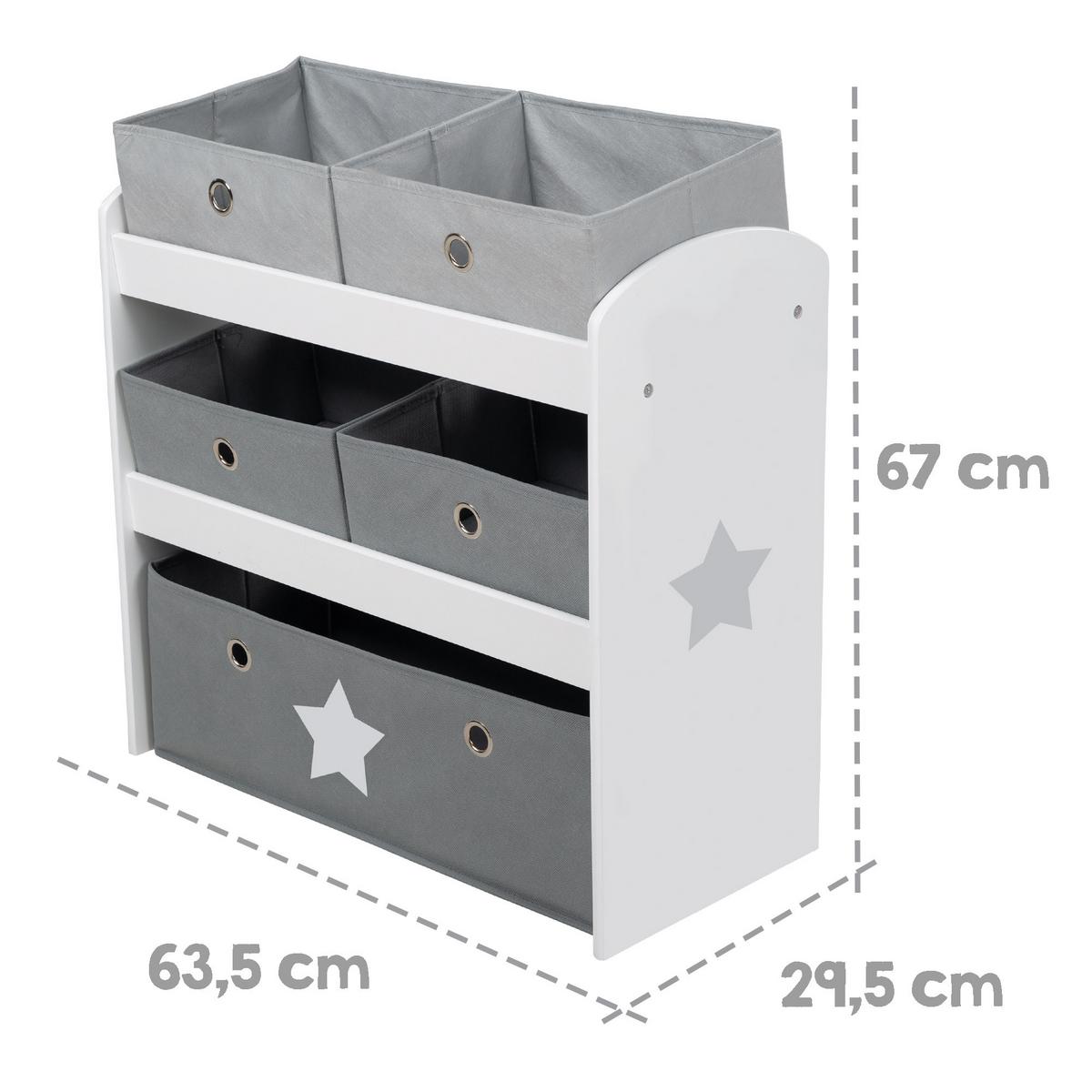 SPIELREGAL Stars - Grau, Holzwerkstoff (63.5/67/29.5cm) - Roba