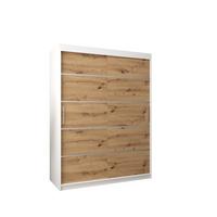 SCHWEBETÜRENSCHRANK 200/150/62 2-türig - Silberfarben/Eiche Artisan, Holz/Kunststoff (150/200/62cm) - MÖBEL KRYSPOL