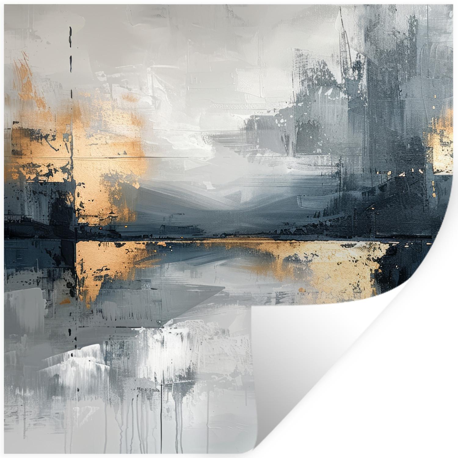 WANDTATTOO Kunst - Grau - Gold - Abstrakt Wanddeko 50x50 cm - Dunkelgrau, Kunststoff (50/50/0.1cm) - MuchoWow