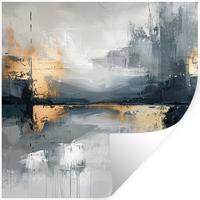 WANDTATTOO Kunst - Grau - Gold - Abstrakt Wanddeko 50x50 cm - Dunkelgrau, Kunststoff (50/50/0.1cm) - MuchoWow
