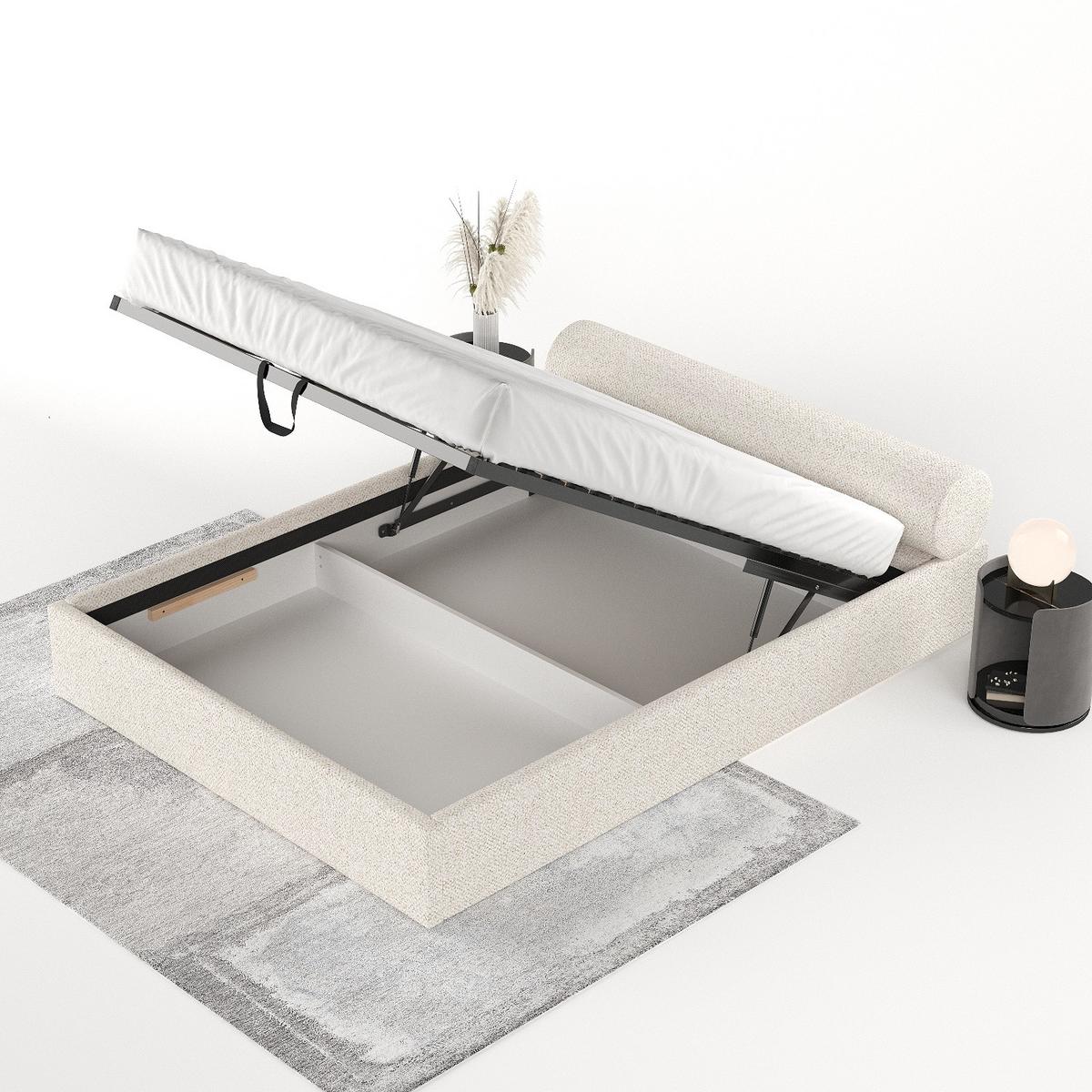 POLSTERBETT Solvo mit Stauraum 160/200 cm Creme im Blur Stoff - Creme/Schwarz, Holz/Holzwerkstoff (160/200cm) - AltaBeds