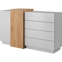 KOMMODE Grida in Eiche Craft Hellbraun, 160/94/45 cm - Weiß, Holzwerkstoff (160/93.5/45cm) - WFL GROUP