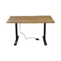 SCHREIBTISCH LORA elektrisch höhenverstellbar Holz Akazie - Zwetschgeholzfarben/Schwarz, Holz (90/180/72cm) - KAWOLA