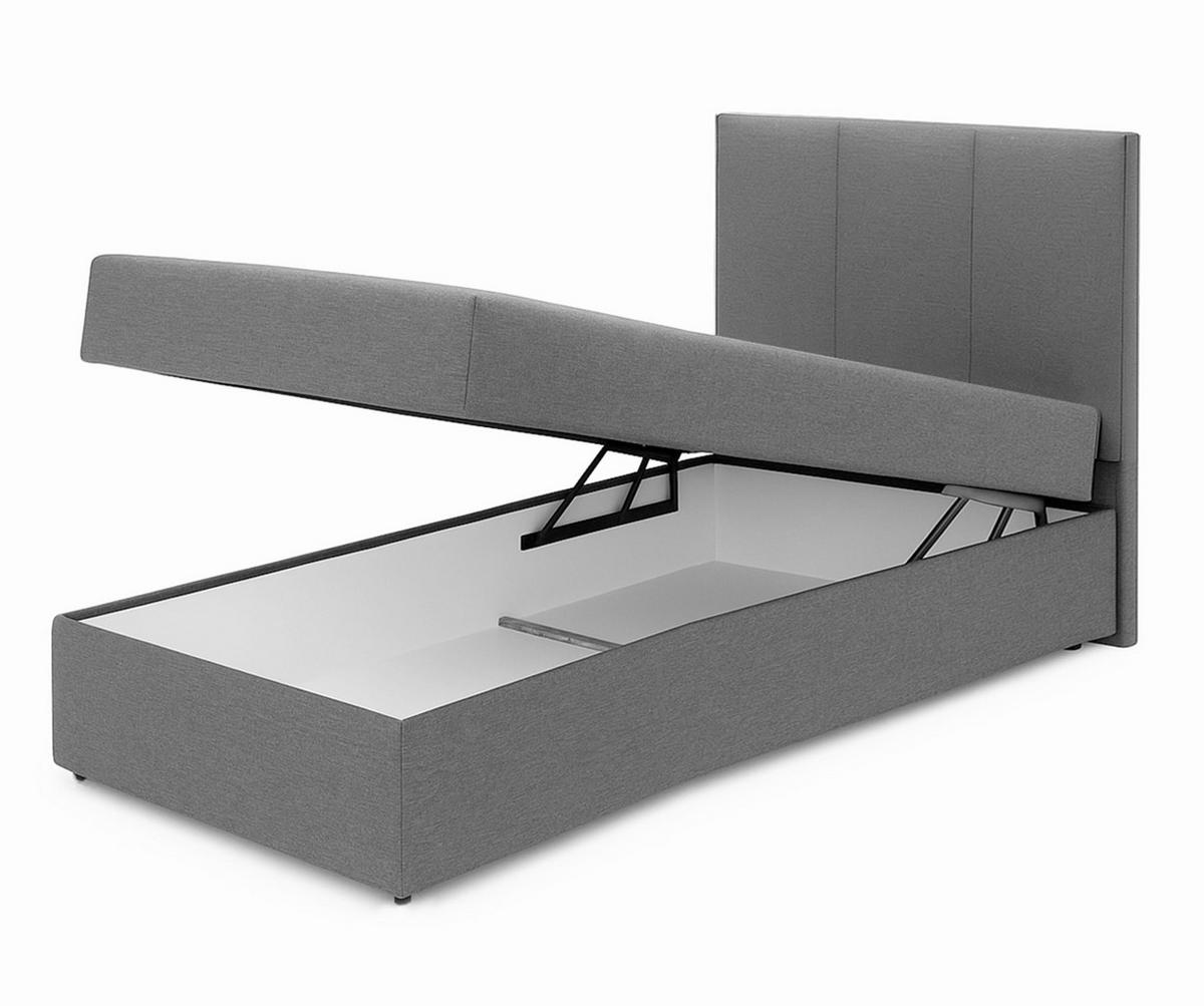 BOXBETT MEREA 100x200 cm mit Bettkasten und Matratze - Beige + TOPPER - Beige/Schwarz, Holz/Holzwerkstoff (100/200cm) - AX Living