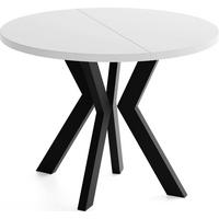 ESSTISCH Savio rund ausziehbar verlängerbar XXL, Weiß 100-200/100/77 cm - Schwarz/Weiß, Holz/Holzwerkstoff (100/200/77cm) - WFL GROUP