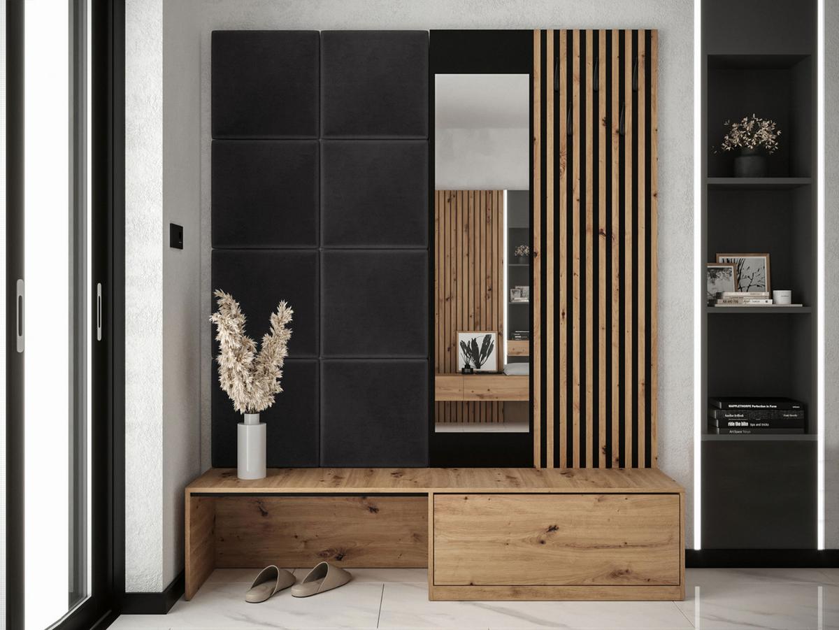 GARDEROBE Premium - Schwarz, Holzwerkstoff/Textil (172/205/42cm) - MIRJAN24