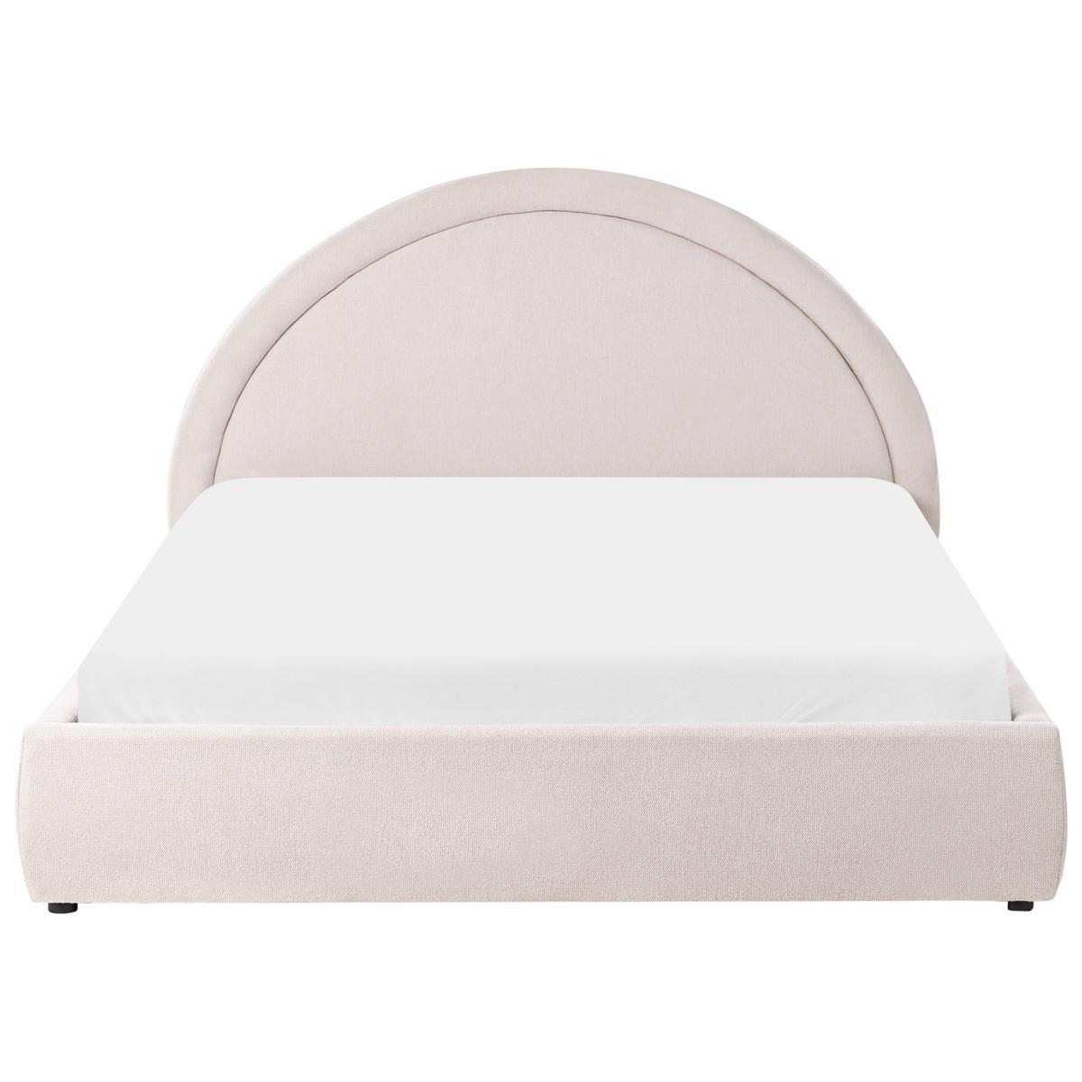 BETT mit Stauraum 160/200 cm Stoff Hellbeige Mouzon - Beige, Textil (160/200cm) - Beliani