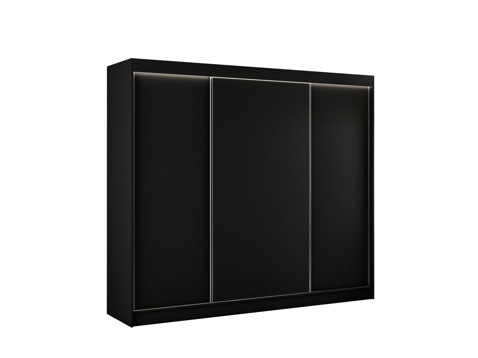 KLEIDERSCHRANK BEROG - 250 cm - Schwarz - Schwarz, Holzwerkstoff (250/215/61cm) - ALTDECOR