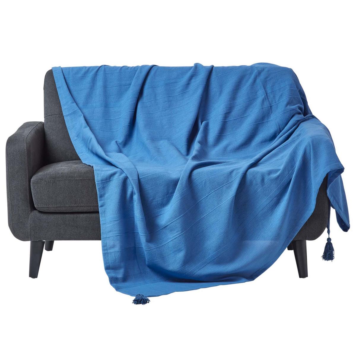 TAGESDECKE Rajput 255/360 cm, 100% Baumwolle - Blau, Textil (225/360cm) - Homescapes