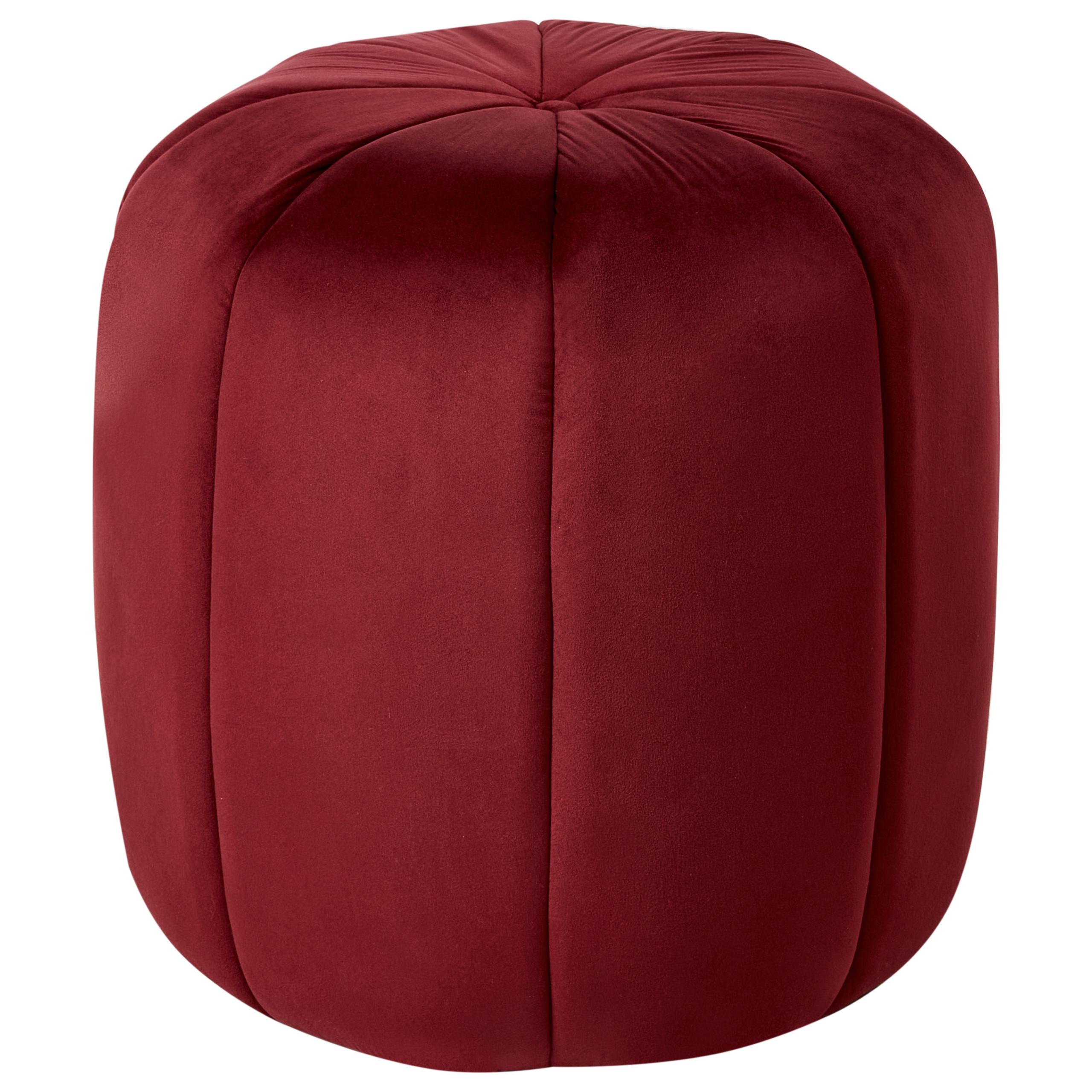 POUF Samtstoff Dunkelrot Selby - Dunkelrot, Textil (40/46/40cm) - Beliani