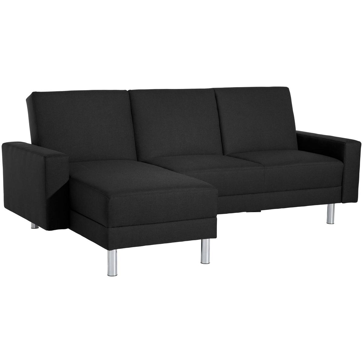 FUNKTIONSSOFA mit Hocker Katryna Flachgewebe schwarz - Schwarz, Kunststoff (144/92/230cm) - 58aufmkessel