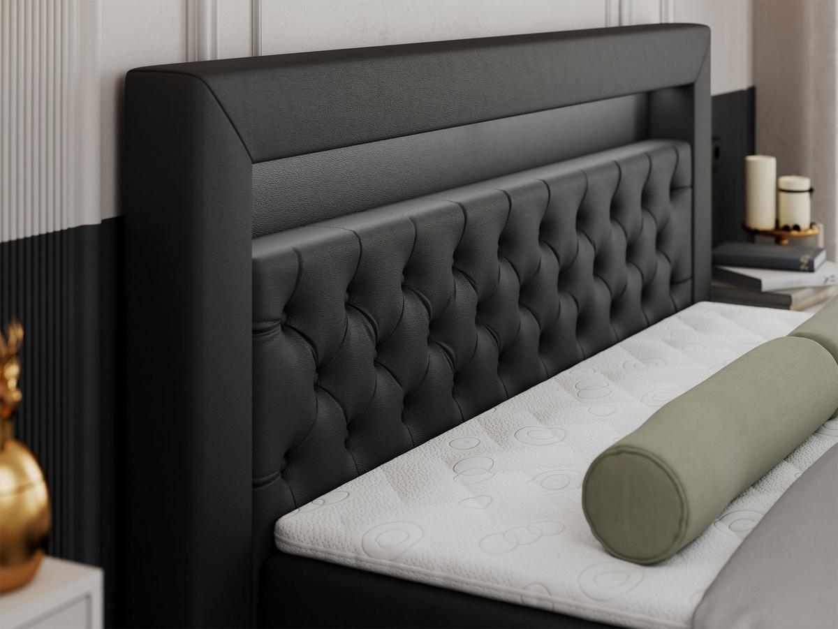 BOXBETT GOLD-9 LED 200/200 Schwarz Kunstleder - H4 - Schwarz, Holz/Textil (200/200cm) - MKS