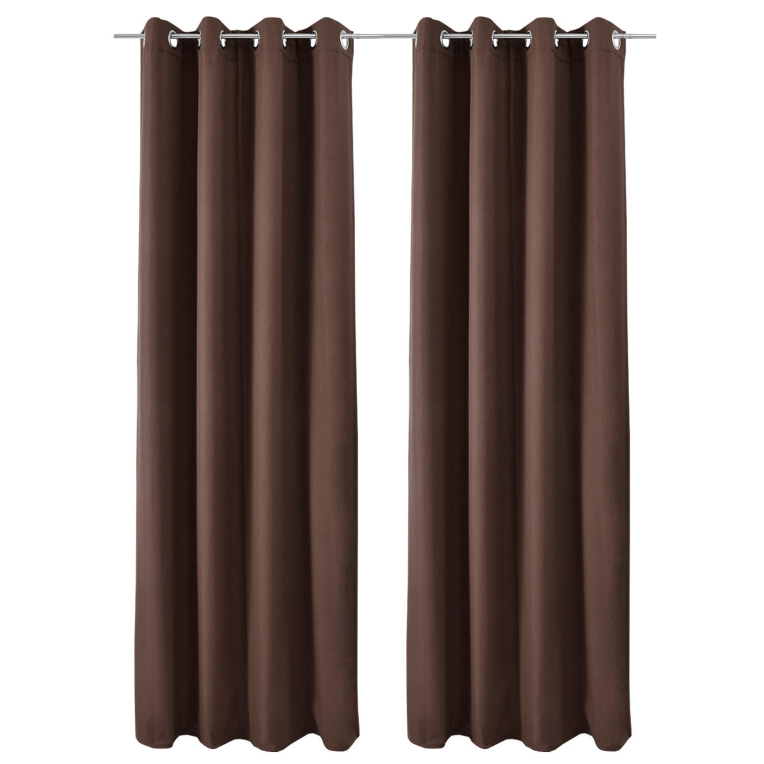 VORHANG Amelie TO mit Öse 140x245cm Braun (2tlg) - Braun, Textil (140/245/1cm) - Beautissu 
