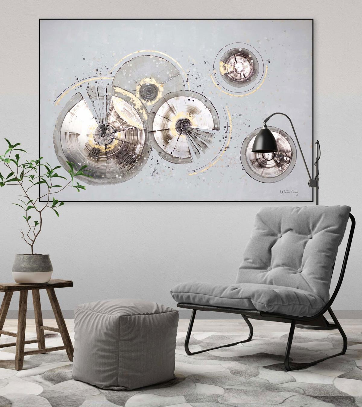 ACRYLBILD HANDGEMALT 120/80 cm - Grau, Holz/Textil (120/80cm) - KUNSTLOFT