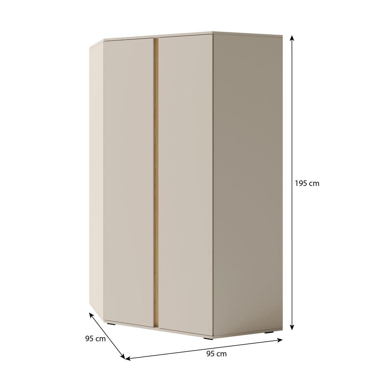 ECKSCHRANK Lico mit 2 Türen, Eukalyptus - Eukalyptusholzfarben, Holzwerkstoff (95/195/95cm) - Beautysofa