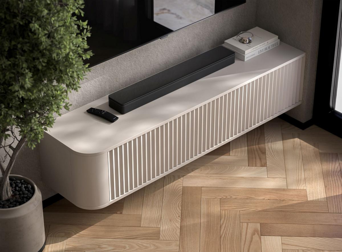 TV-LOWBOARD Aurora Kaschmir matt 140 cm mit niedrigen Füßen - Kaschmir, Holzwerkstoff (140/31/35cm) - Meble Lindner
