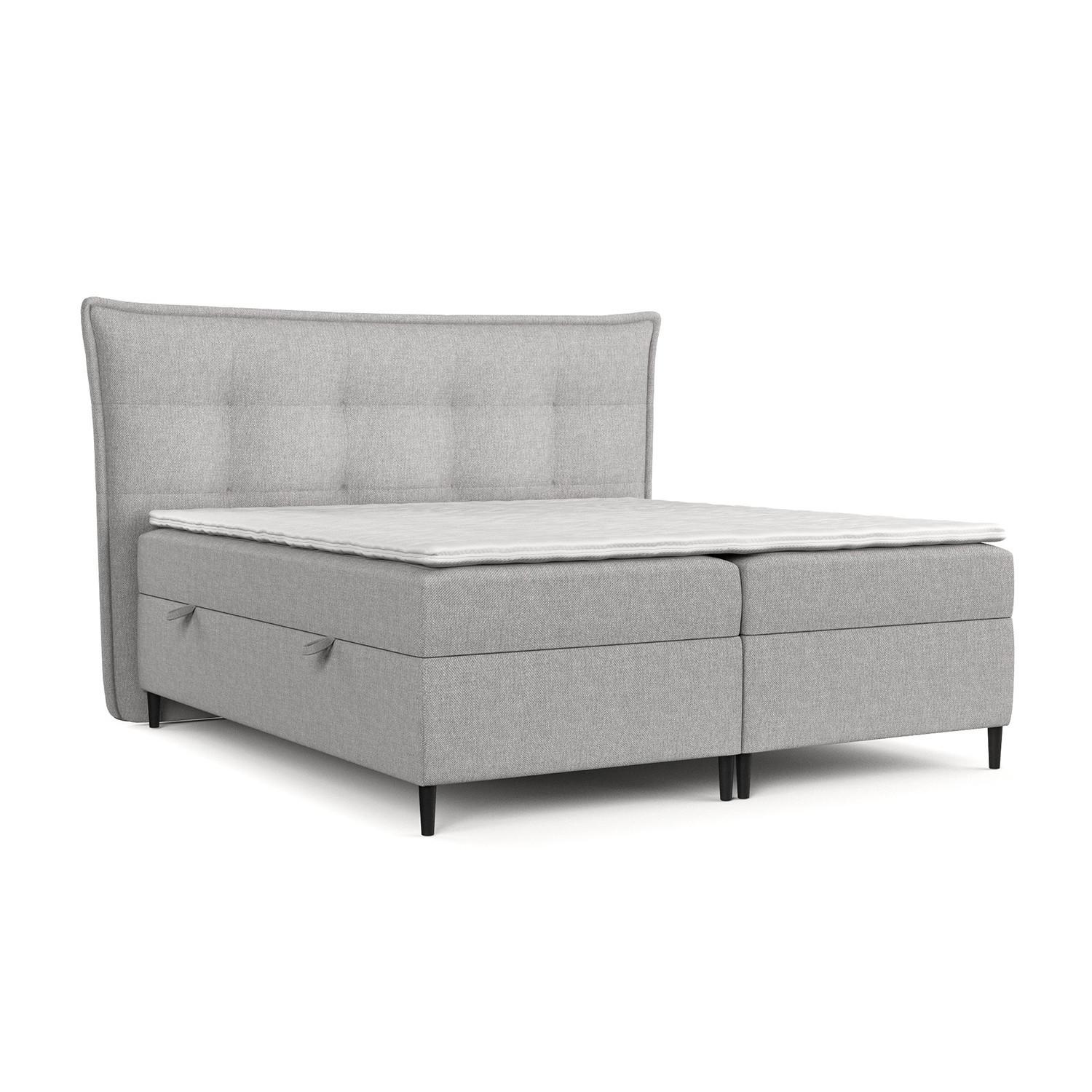 BOXBETT Las Palmas 160/200 cm Graubeige im Megan Stoff - Schwarz/Grau, Holz/Holzwerkstoff (160/200cm) - AltaBeds