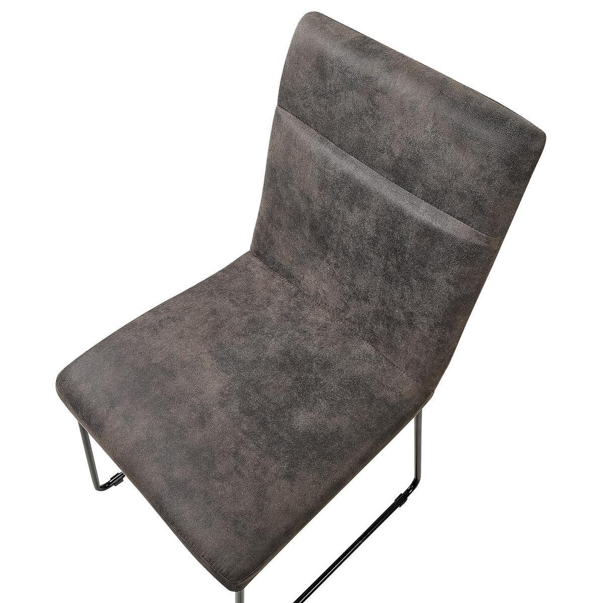 ESSZIMMERSTUHL 2er-Set Polsterbezug Grau Nevada - Grau, Textil/Metall (46/90/52cm) - Beliani