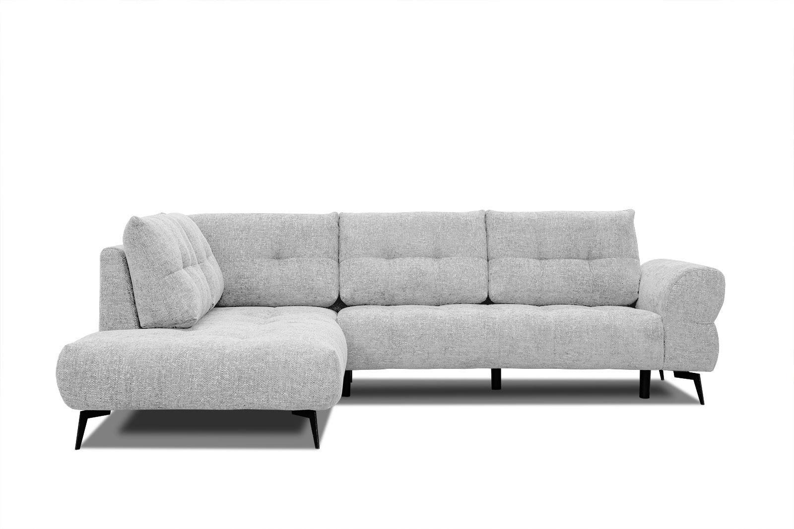 ECKSOFA SALVINI 5-Sitzer, hellgrau - Hellgrau/Schwarz, Holzwerkstoff/Textil (158/292cm) - Wozimo