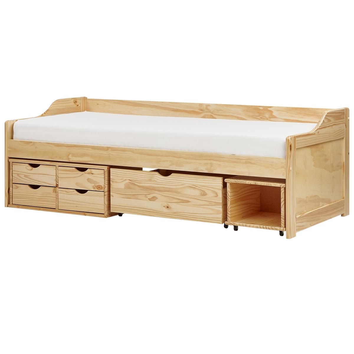 TAGESBETT mit Stauraum 90x200 cm Heller Holzfarbton Royville - Hellbraun, Holz (90/200cm) - Beliani