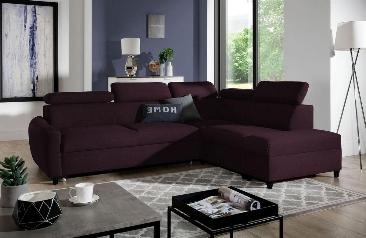 ECKSOFA Schlafsofa Anton In Esito - Violett, Holzwerkstoff/Textil (265/205cm) - Fun Möbel